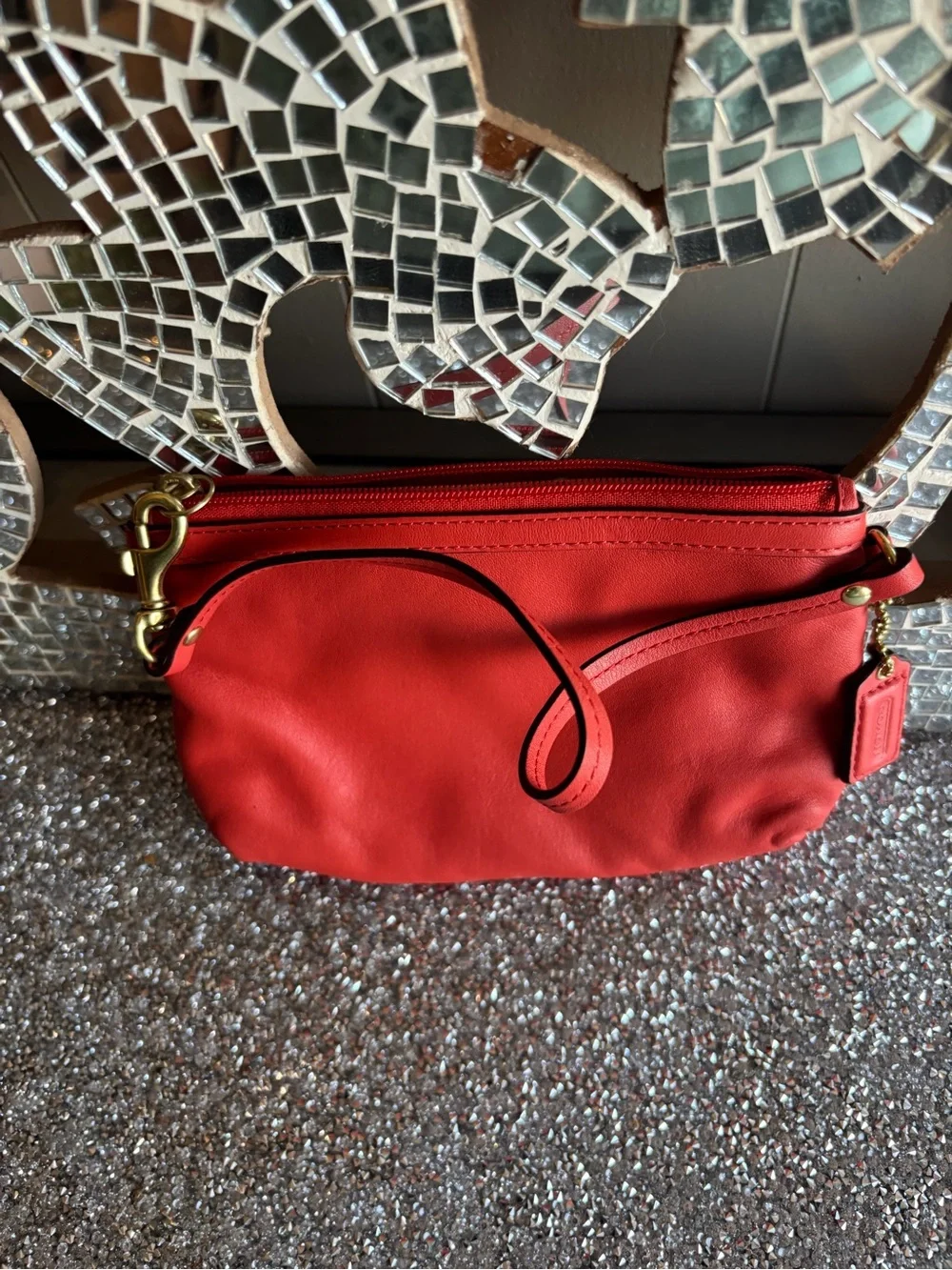 💕Coach Red Leather Wristlet